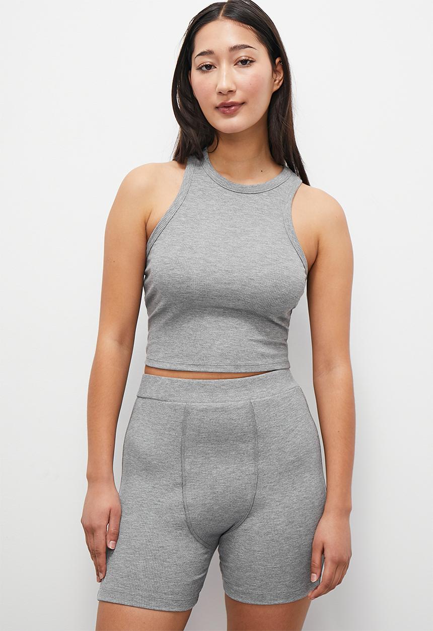 Superbalist - Rib cycle short - grey mel