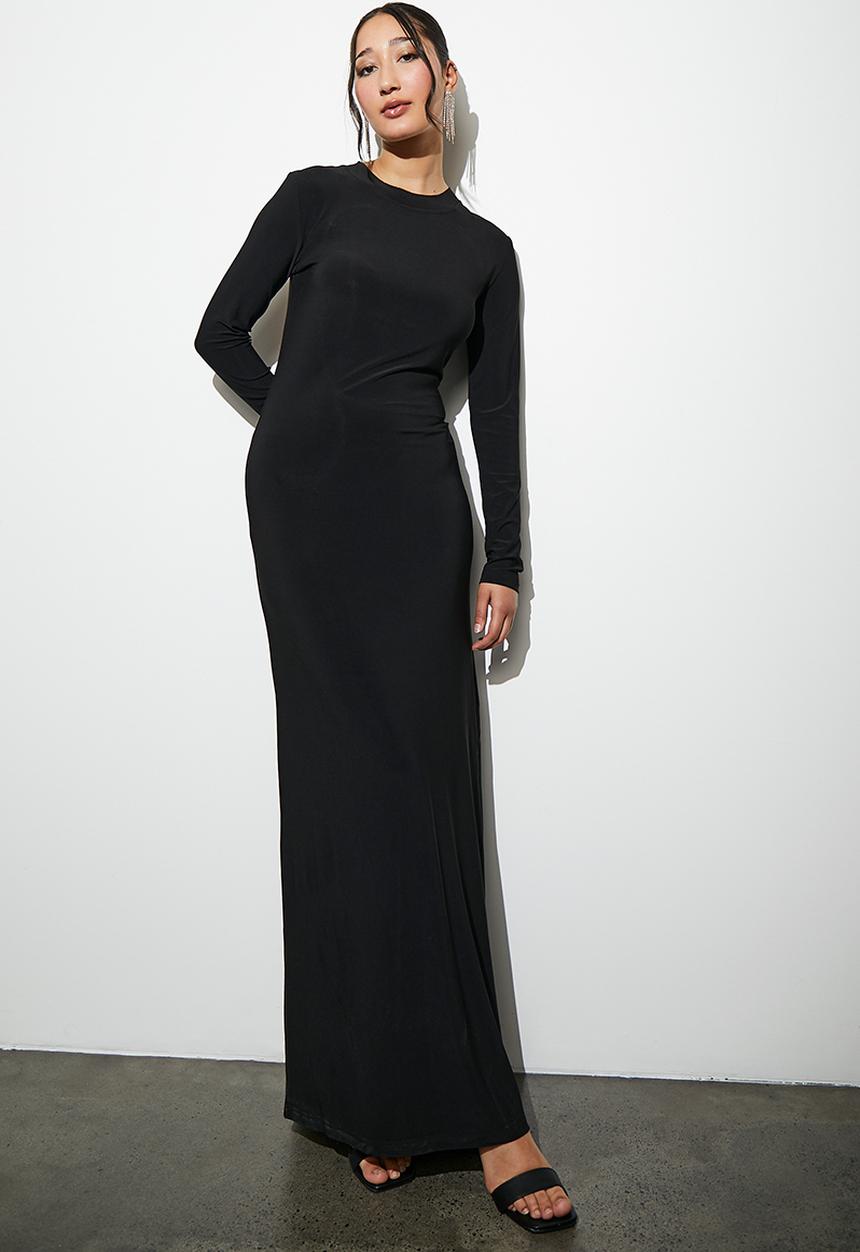 Superbalist - Open back chain detail knit maxi dress - black