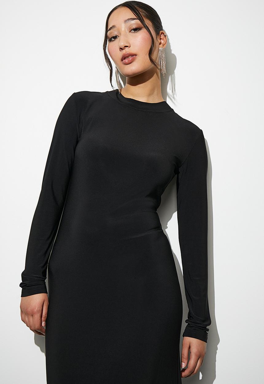 Superbalist - Open back chain detail knit maxi dress - black