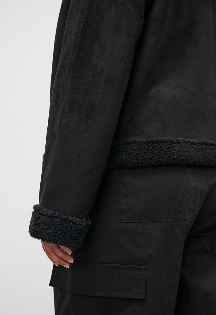 Superbalist - Suede shirling biker - black