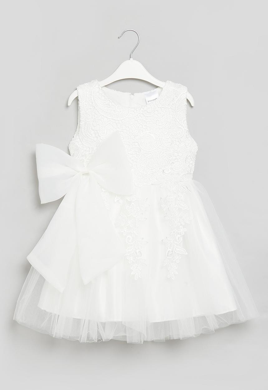 Pop Candy - Sleeveless occasion dress with bow - white