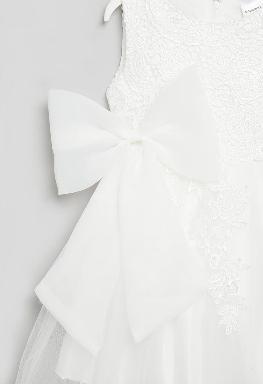 Pop Candy - Sleeveless occasion dress with bow - white