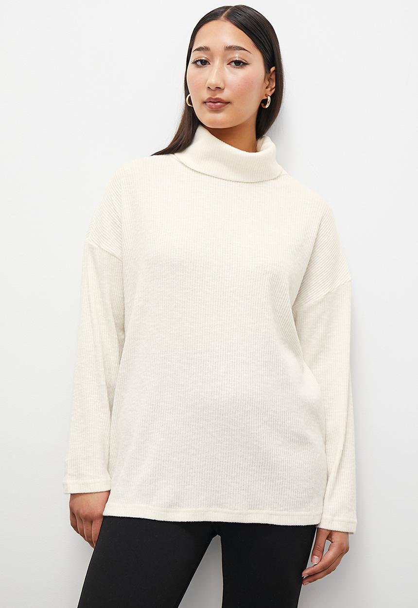 Superbalist - Soft touch oversize poloneck tunic -  white