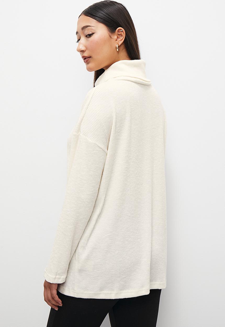 Superbalist - Soft touch oversize poloneck tunic -  white