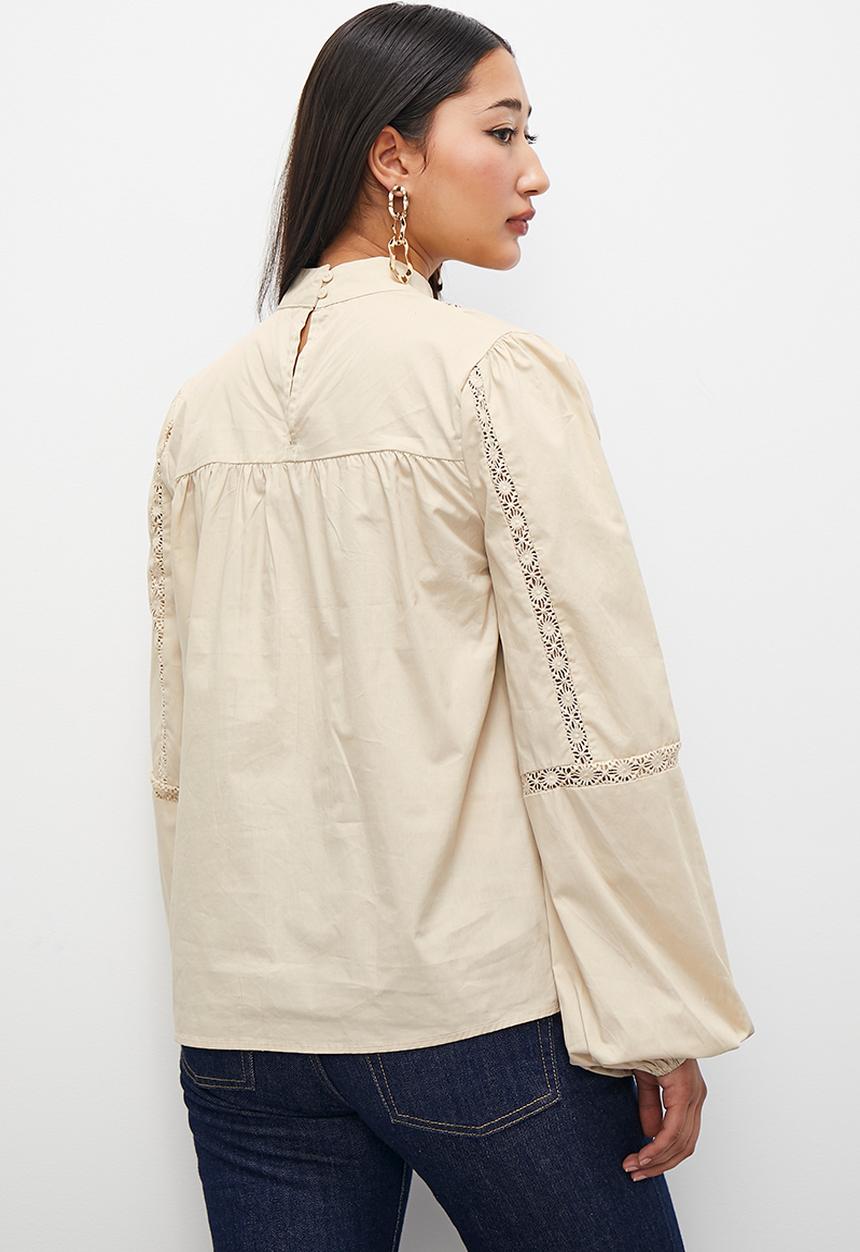 Superbalist - Cotton lace insert blouse - stone