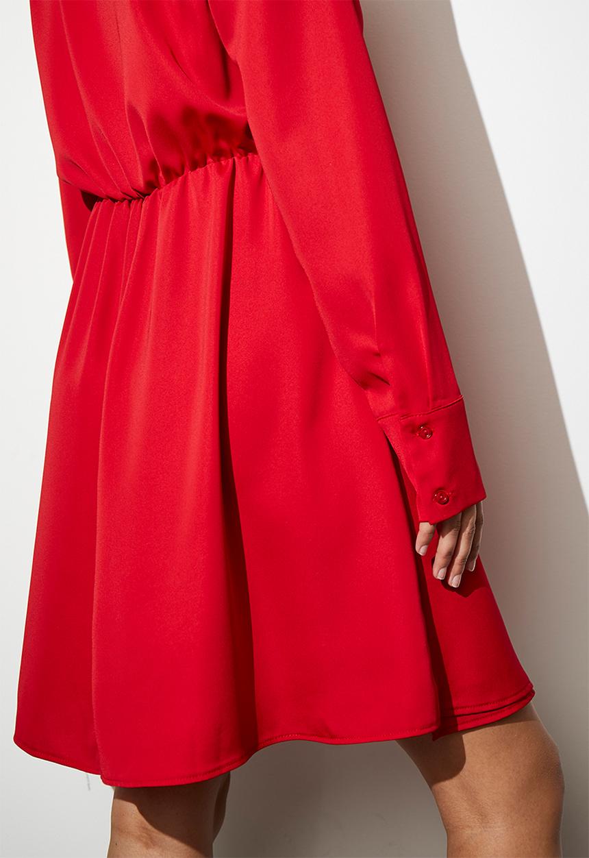 VELVET - wrap mini shirt dress - red