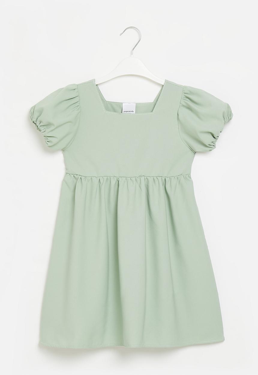 Pop Candy - Girls dress with puff sleeve - sage
