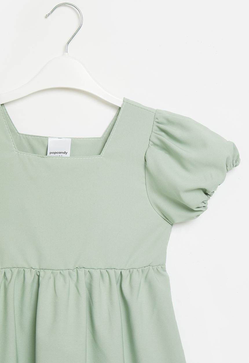 Pop Candy - Girls dress with puff sleeve - sage