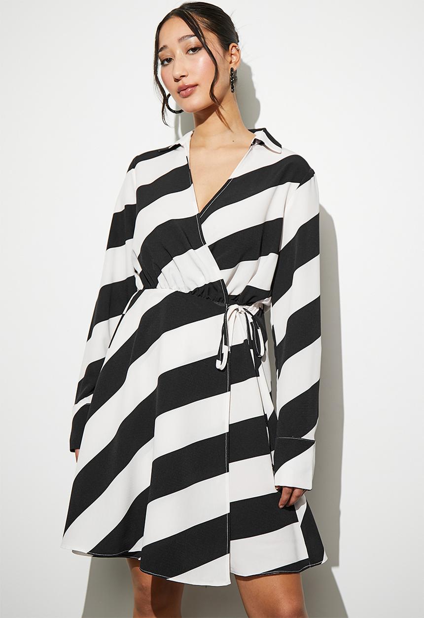 VELVET - wrap mini shirt dress - stripe