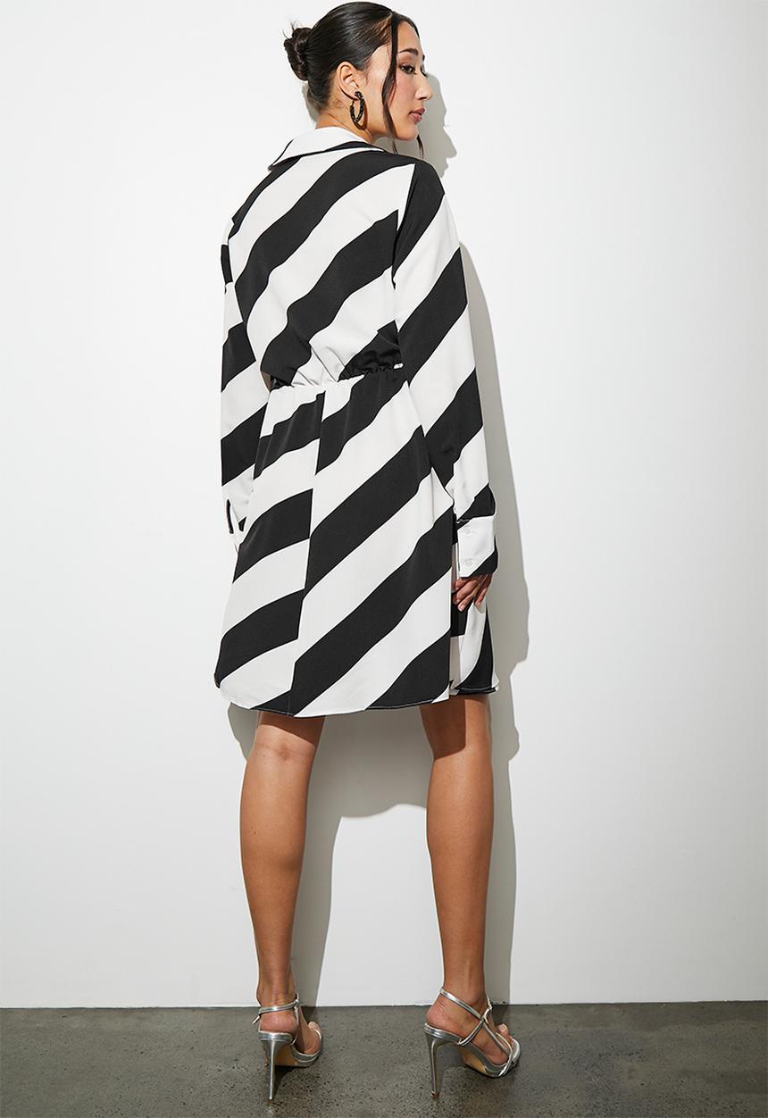 VELVET - wrap mini shirt dress - stripe