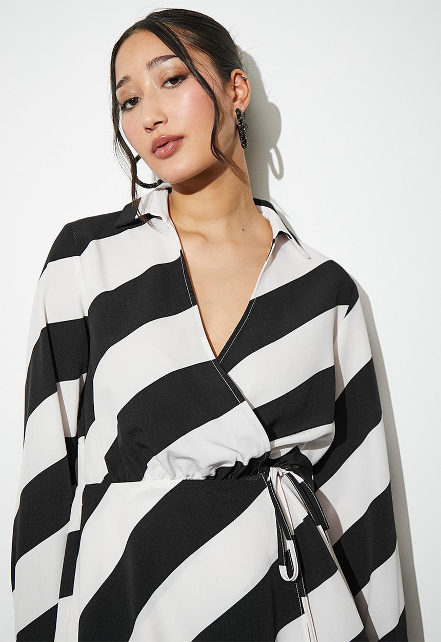 VELVET - wrap mini shirt dress - stripe