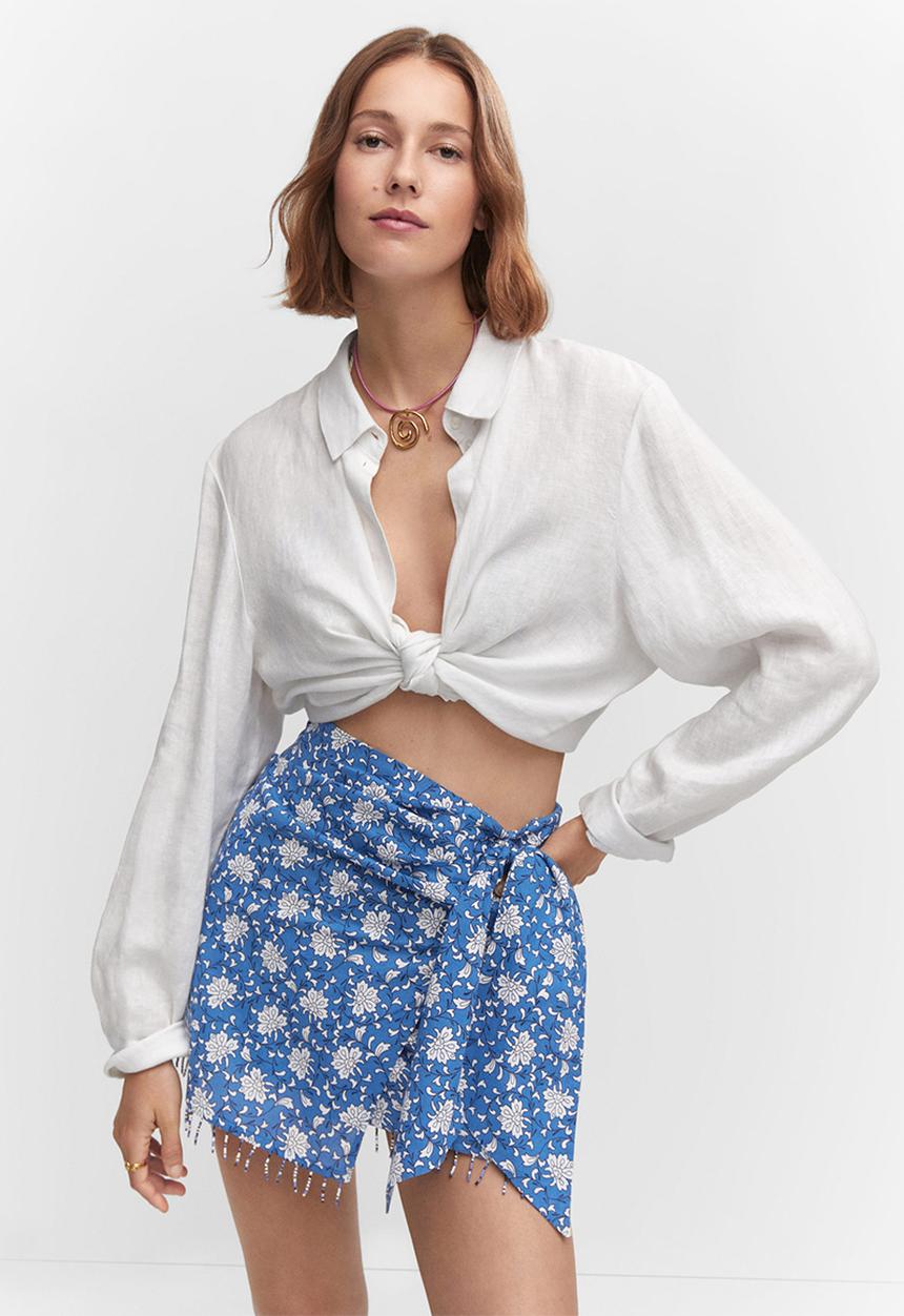 MANGO - Skirt bolitas - mid-blue