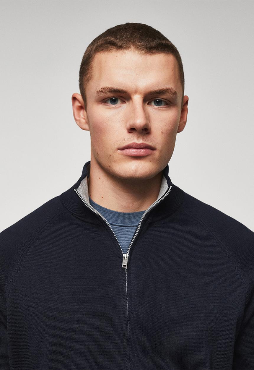 MANGO - Cardigan tenc - navy