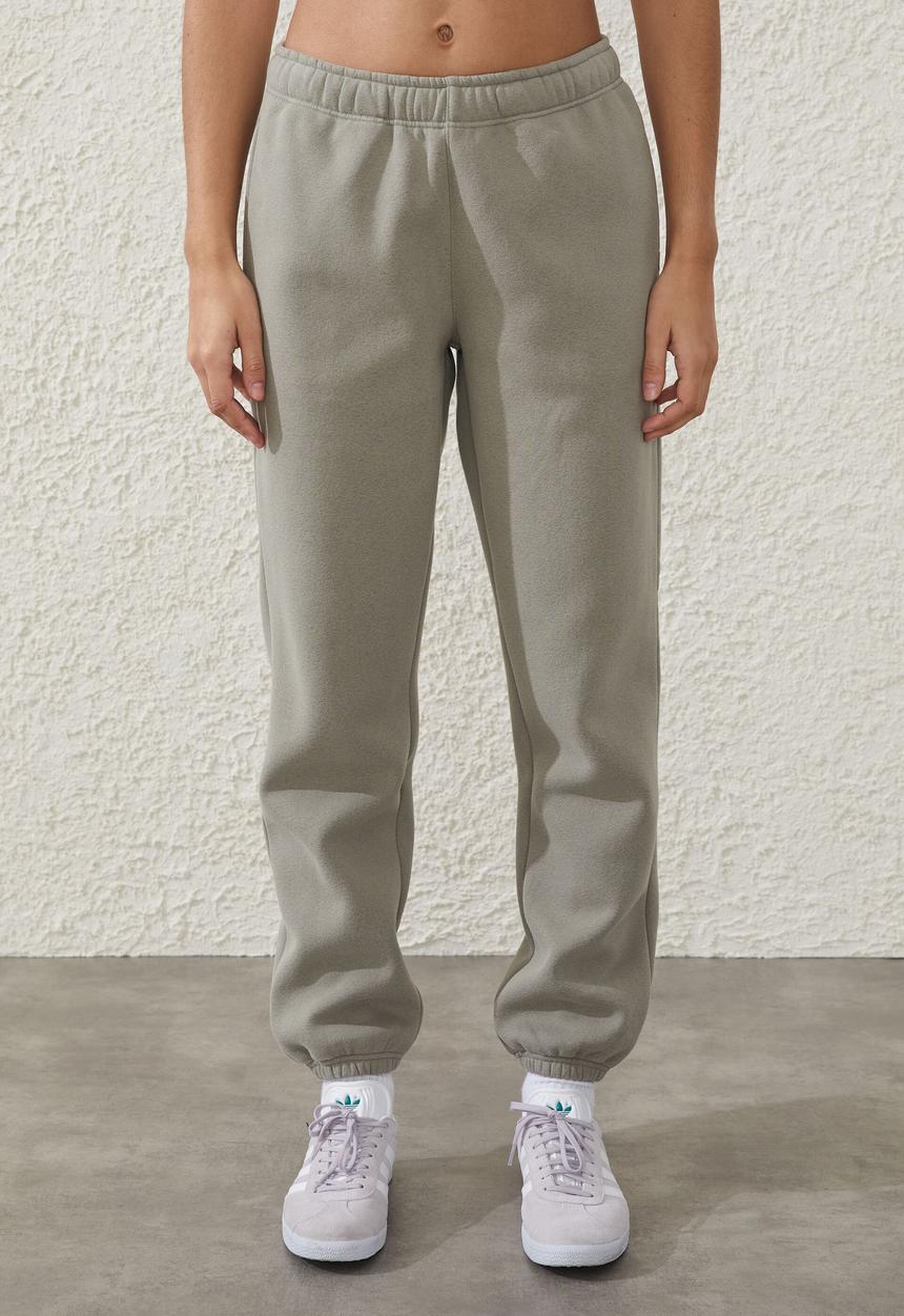 Cotton On - Plush gym track pant - dusty khaki