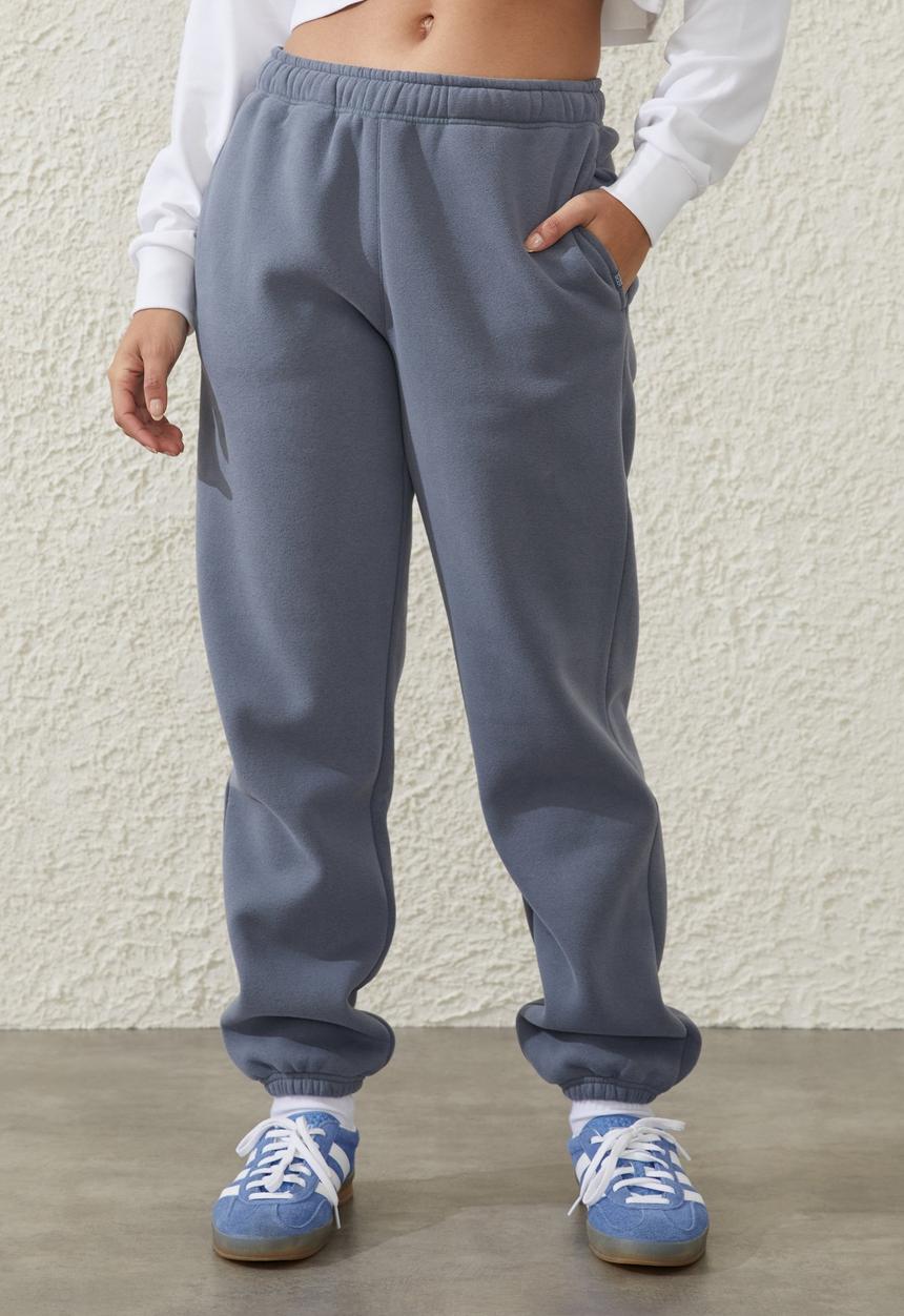 Cotton On - Plush Gym Track Pant - Blue Steel