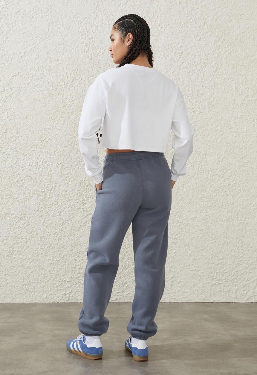 Cotton On - Plush Gym Track Pant - Blue Steel