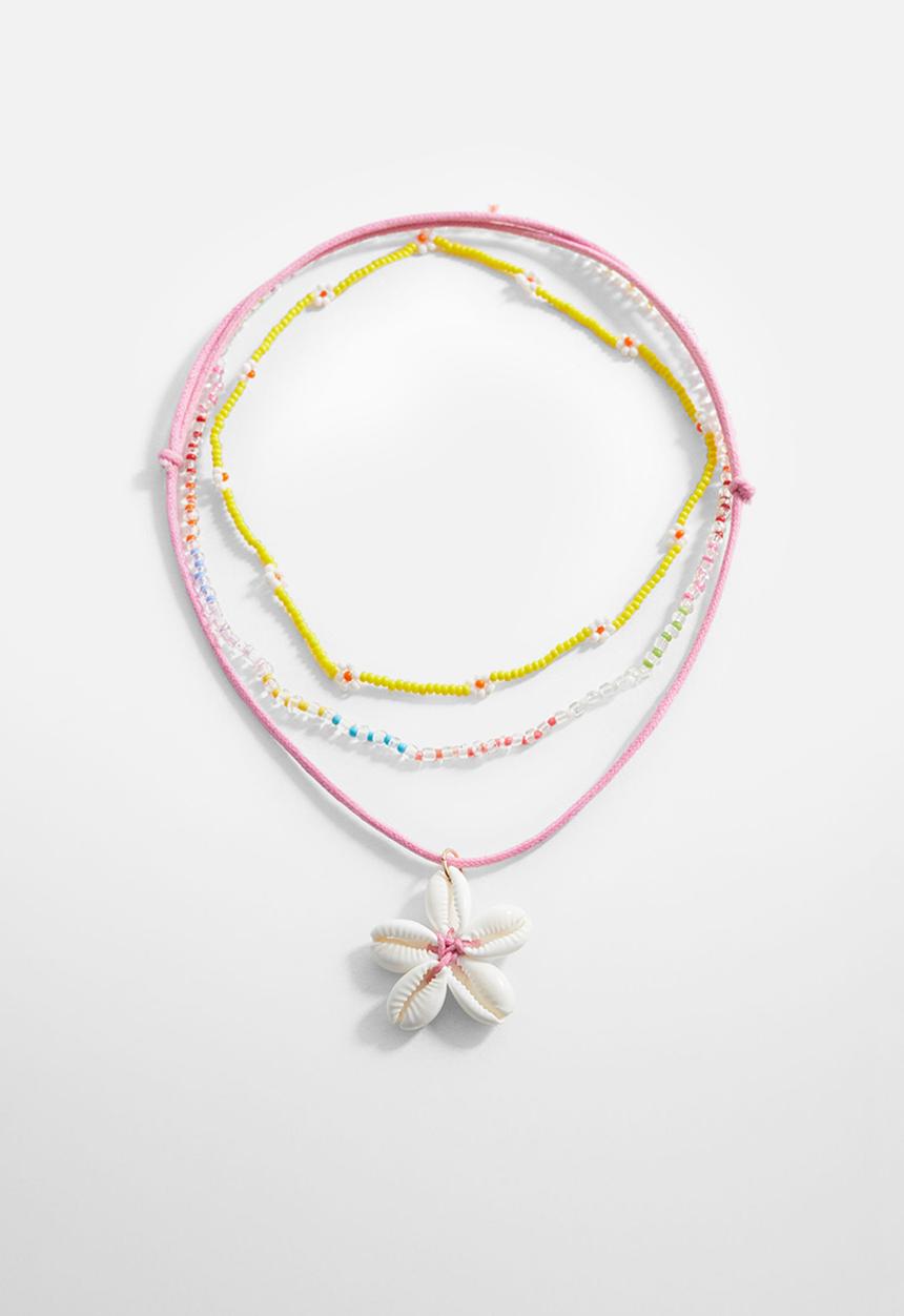 MANGO - Necklace flowerc - pink