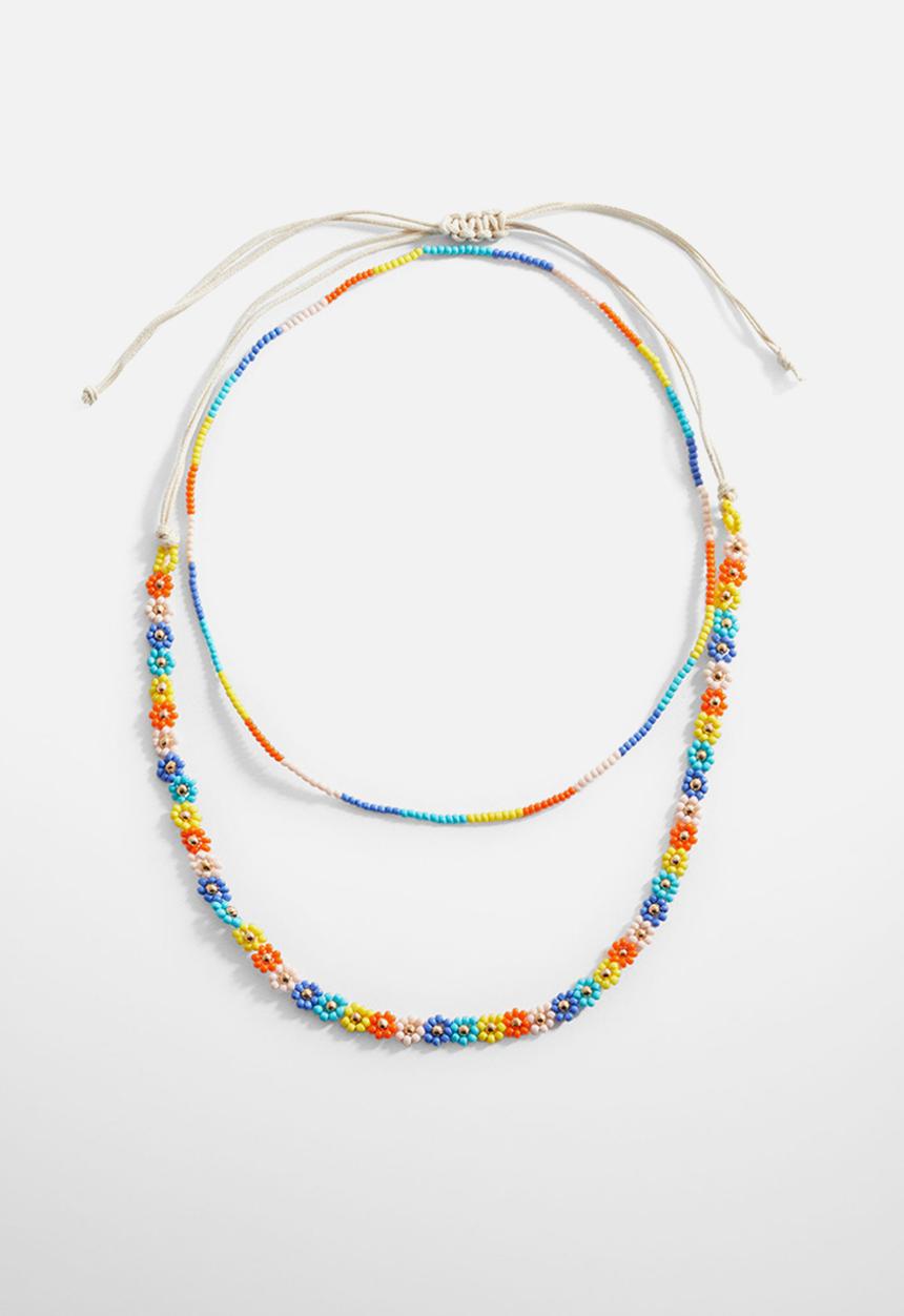 MANGO - Necklace flowers - blue