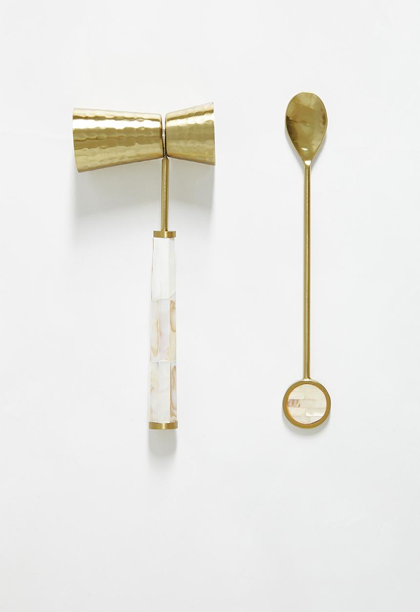 Sixth Floor - Kri peg measurer and cockail spoon - gold
