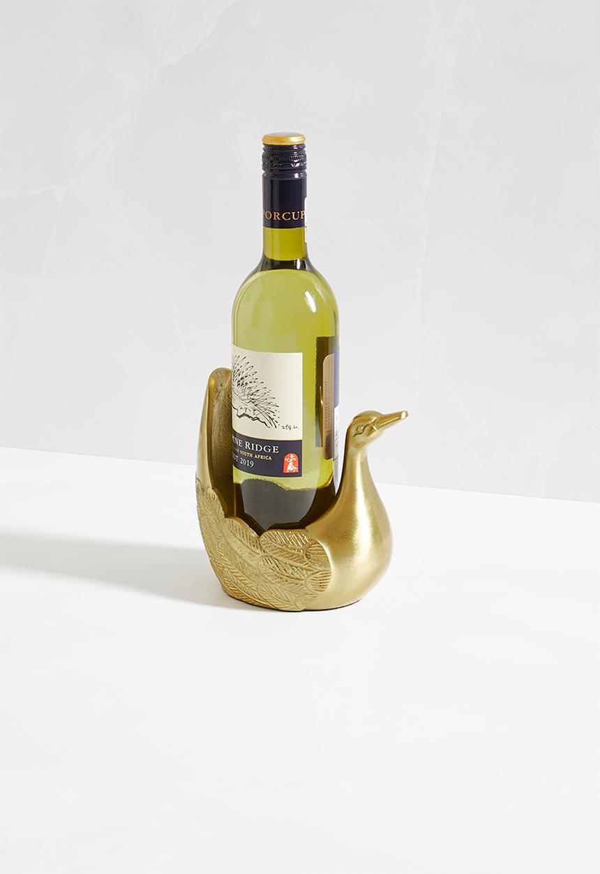 Sixth Floor - Swan wine bottle holder - brass