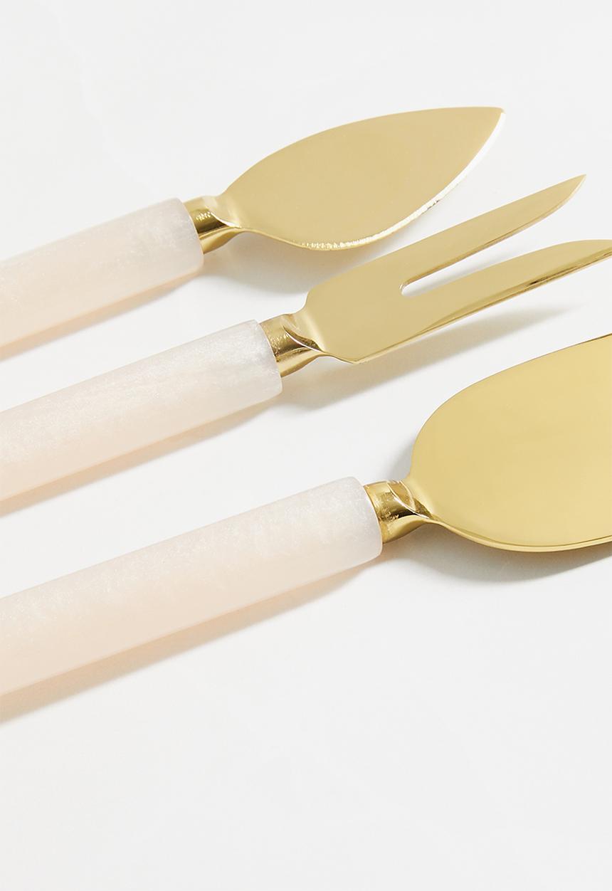 Sixth Floor - Fiva cheese knives set of 3 - gold & ivory