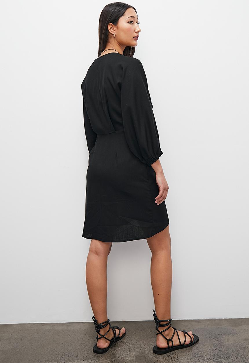 Superbalist - wrap mini with exaggerated sleeve - black