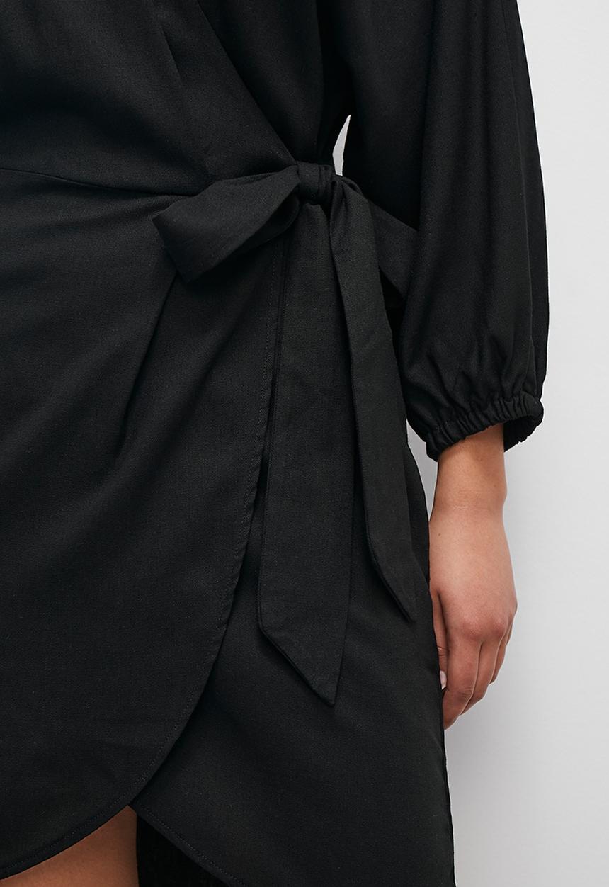 Superbalist - wrap mini with exaggerated sleeve - black