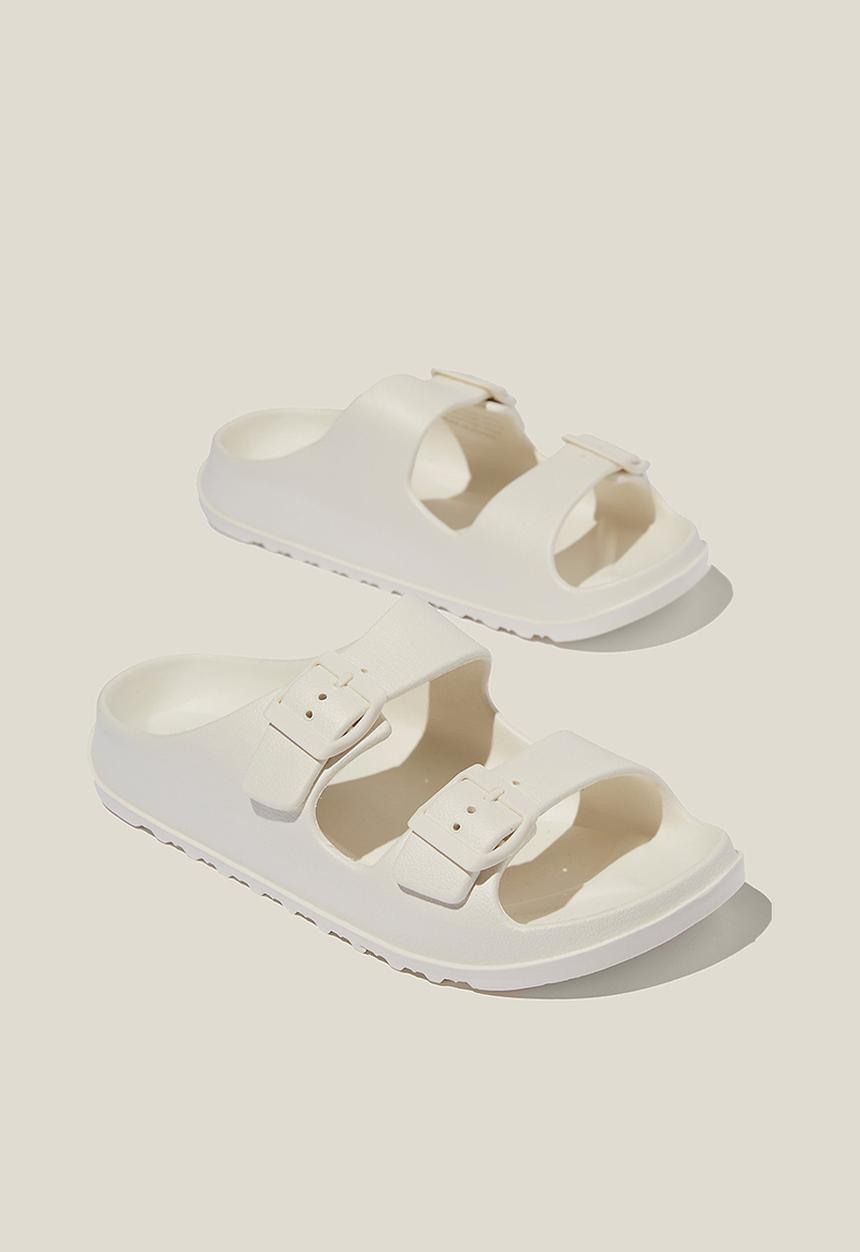 Cotton On - Bronte double buckle slide - white
