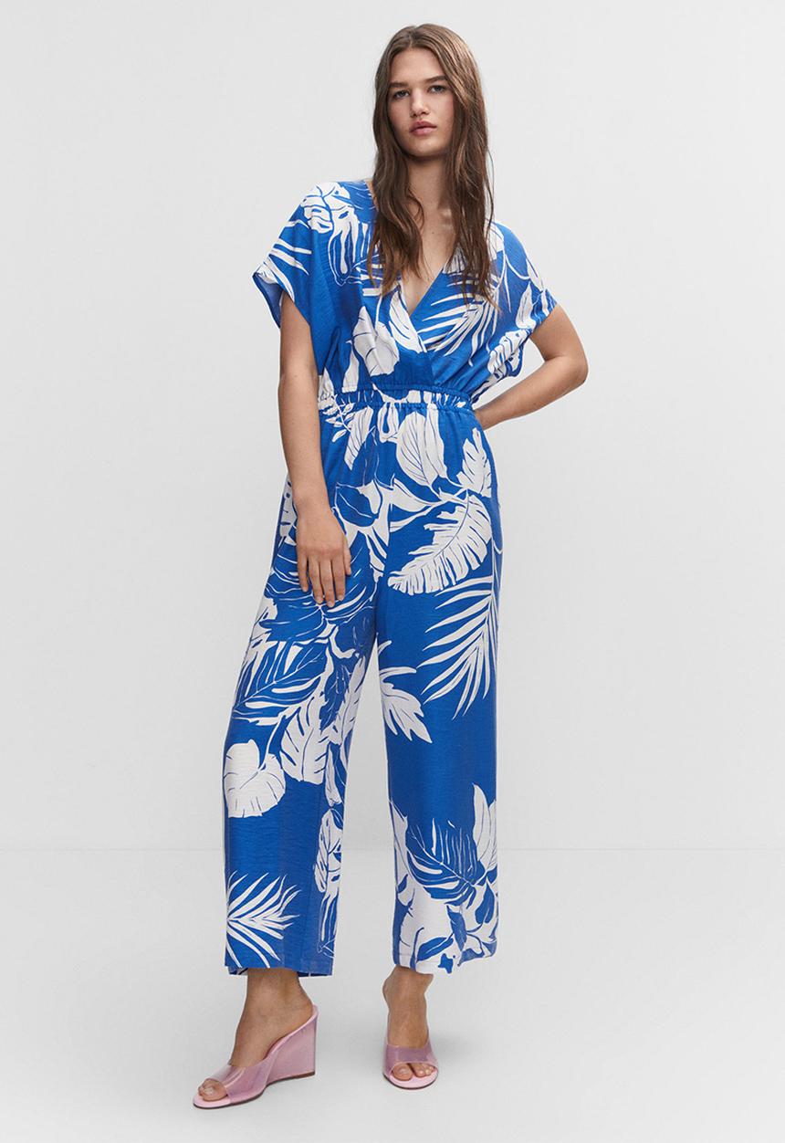MANGO - One-piece suit twist - mid-blue