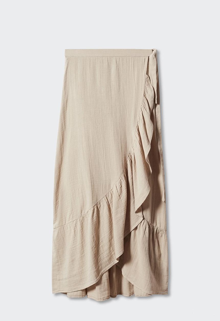 MANGO - Skirt bambula - beige