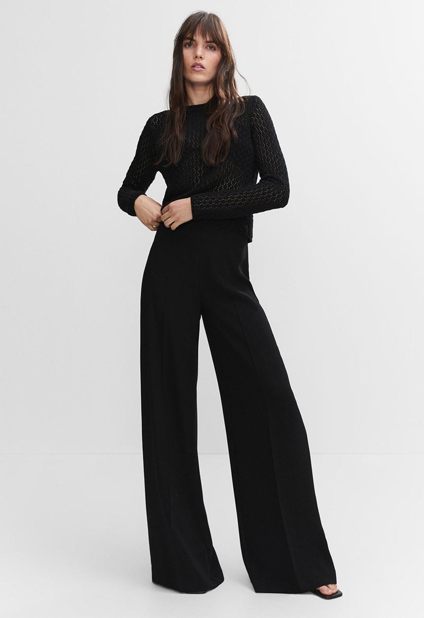 MANGO - Trousers justo - black