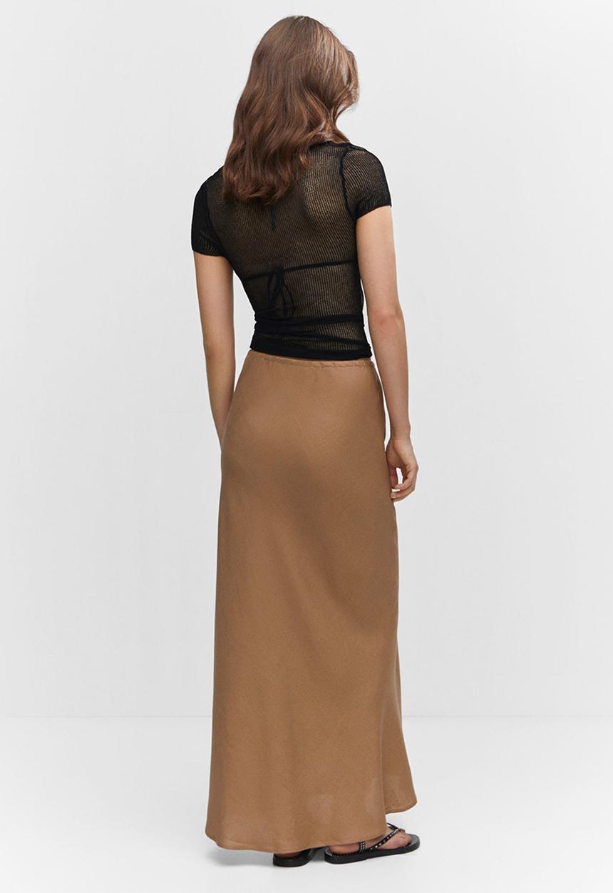 MANGO - Skirt lin - mid-beige