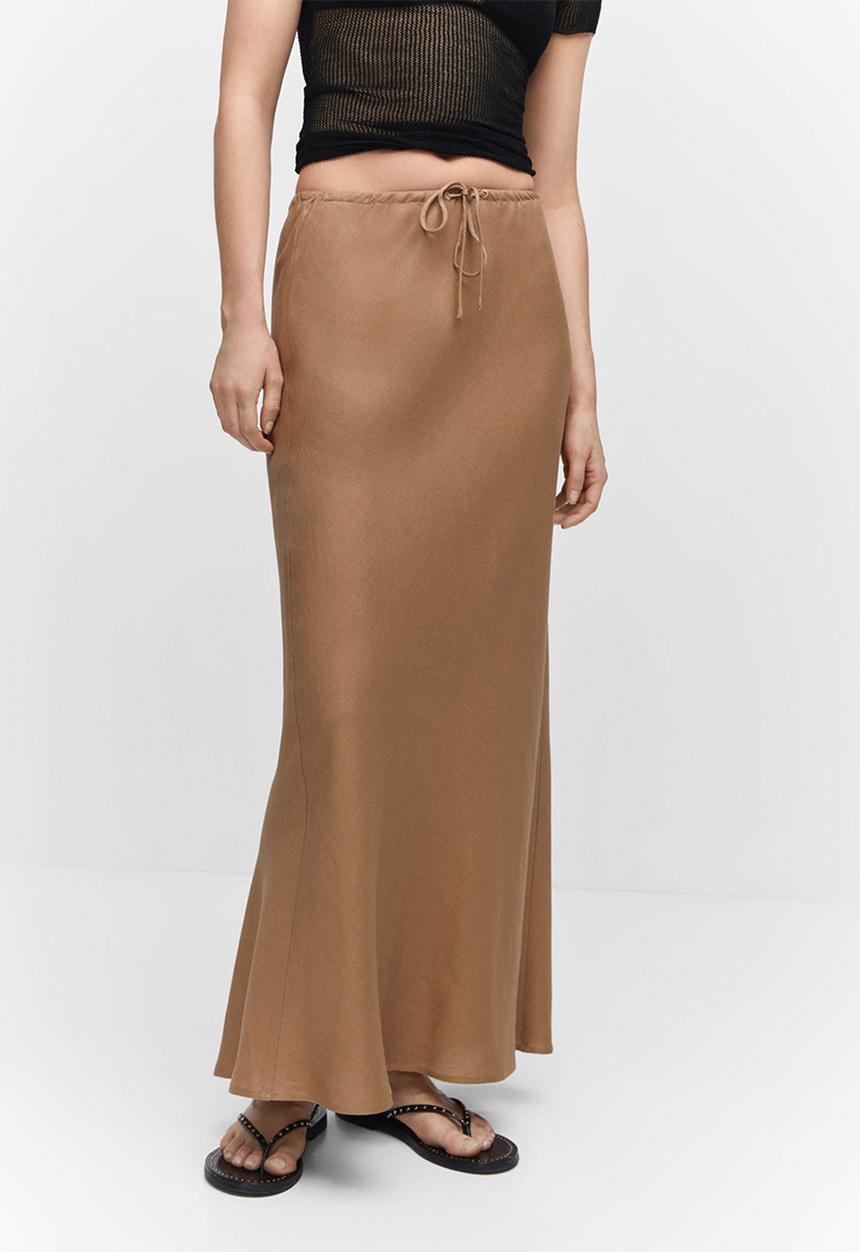 MANGO - Skirt lin - mid-beige
