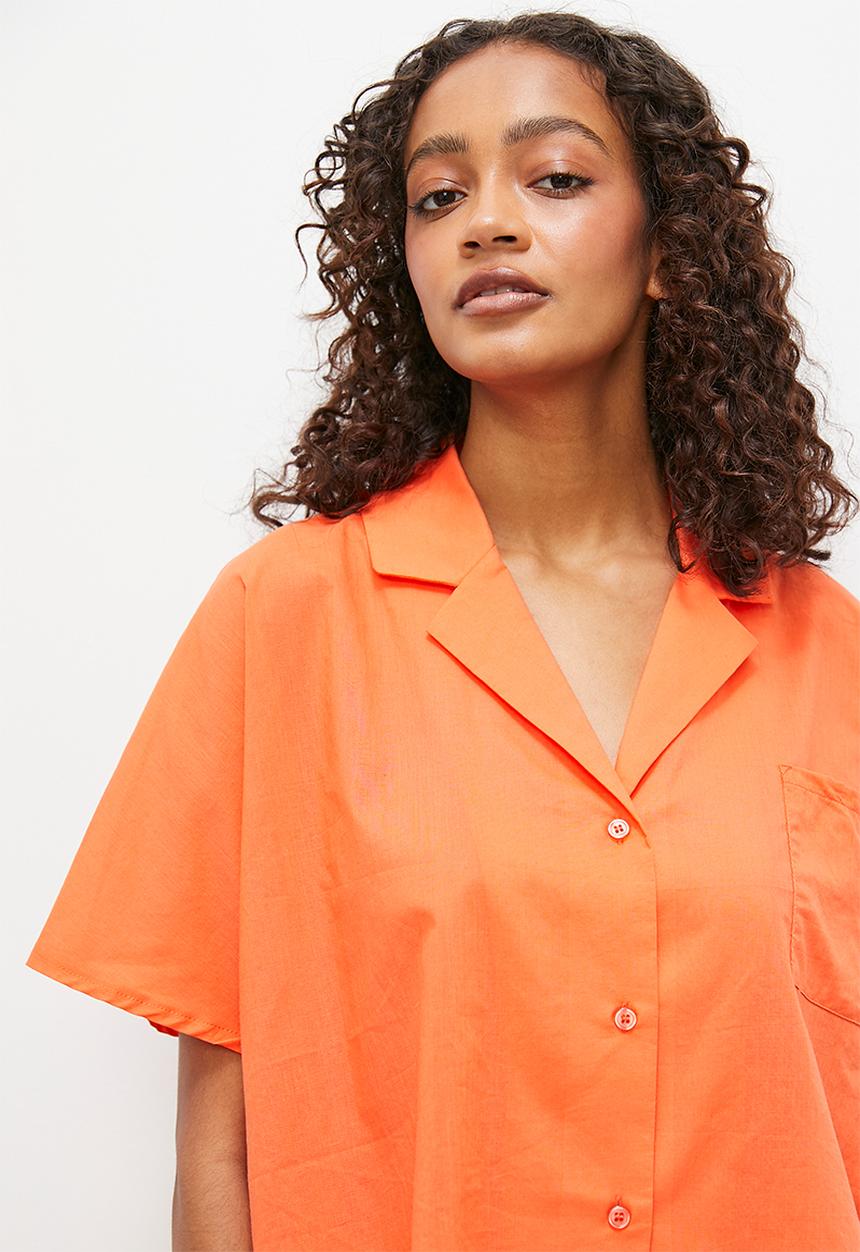 Superbalist - Short sleeve button down short set - orange