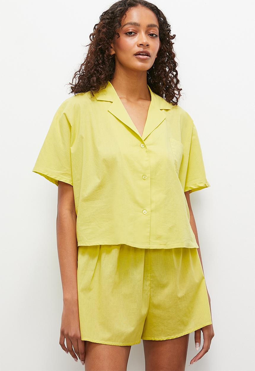 Superbalist - Short sleeve button down short set - lime