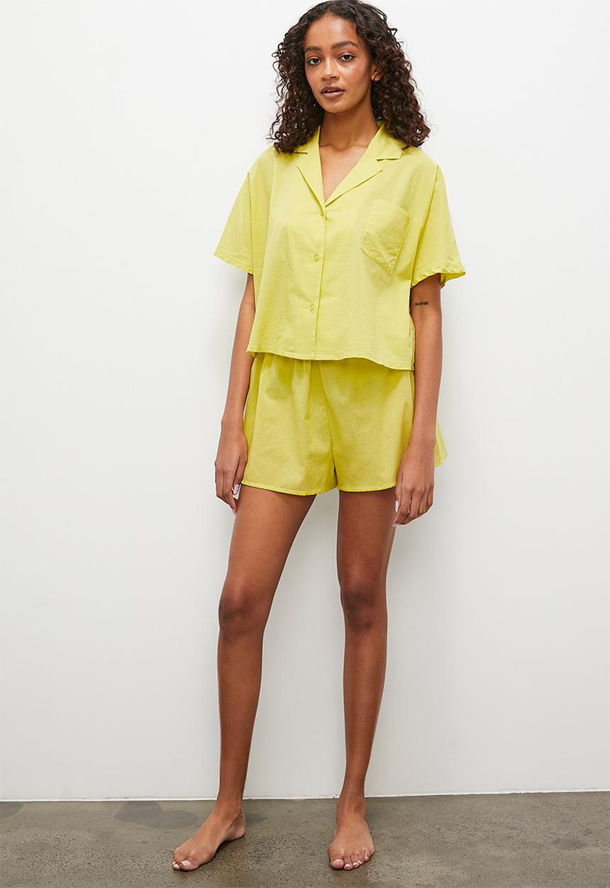 Superbalist - Short sleeve button down short set - lime