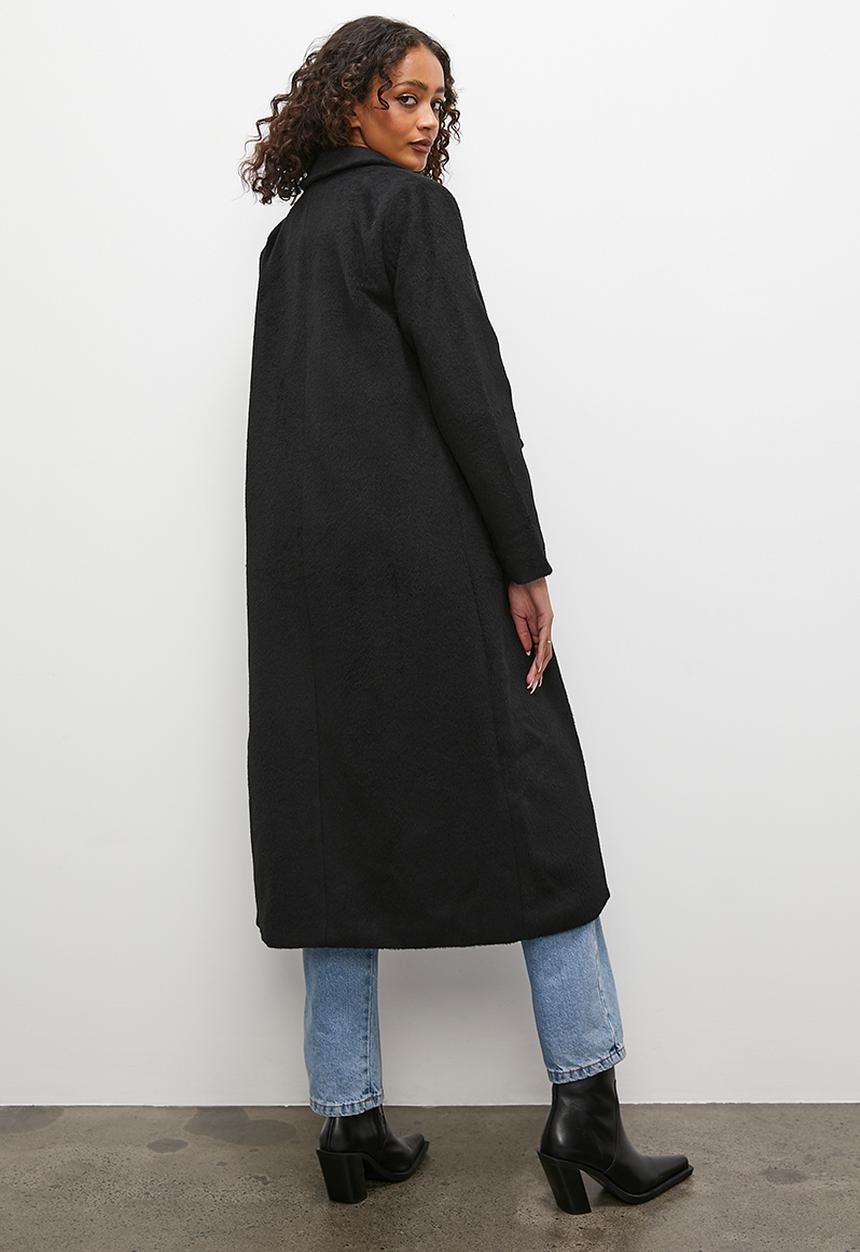 Superbalist - Double breasted fuzzy coat - black