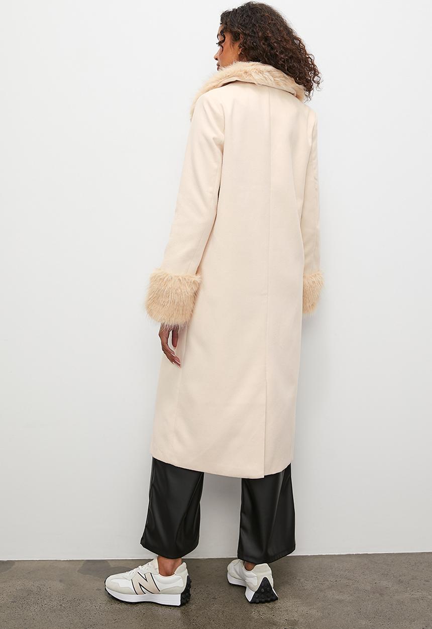Superbalist - Fur trim coat - oat
