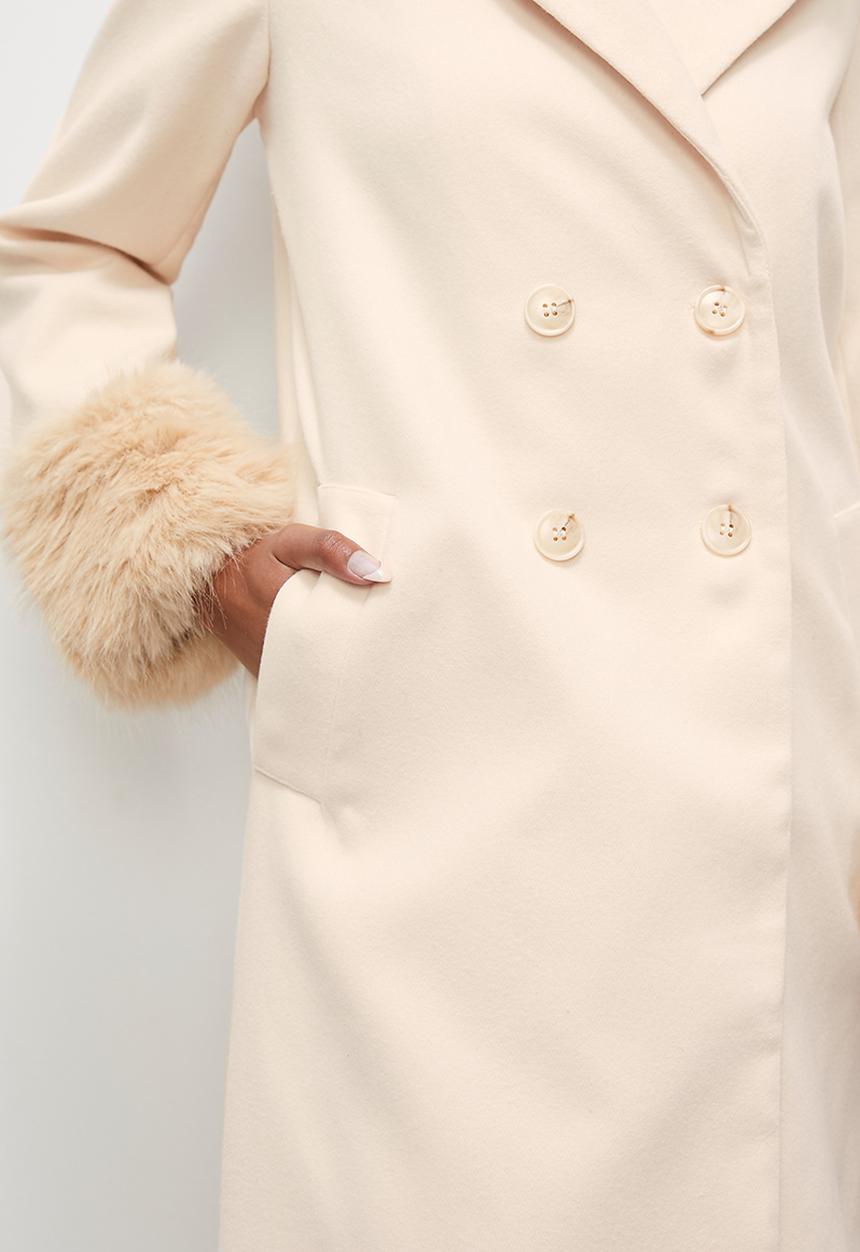 Superbalist - Fur trim coat - oat