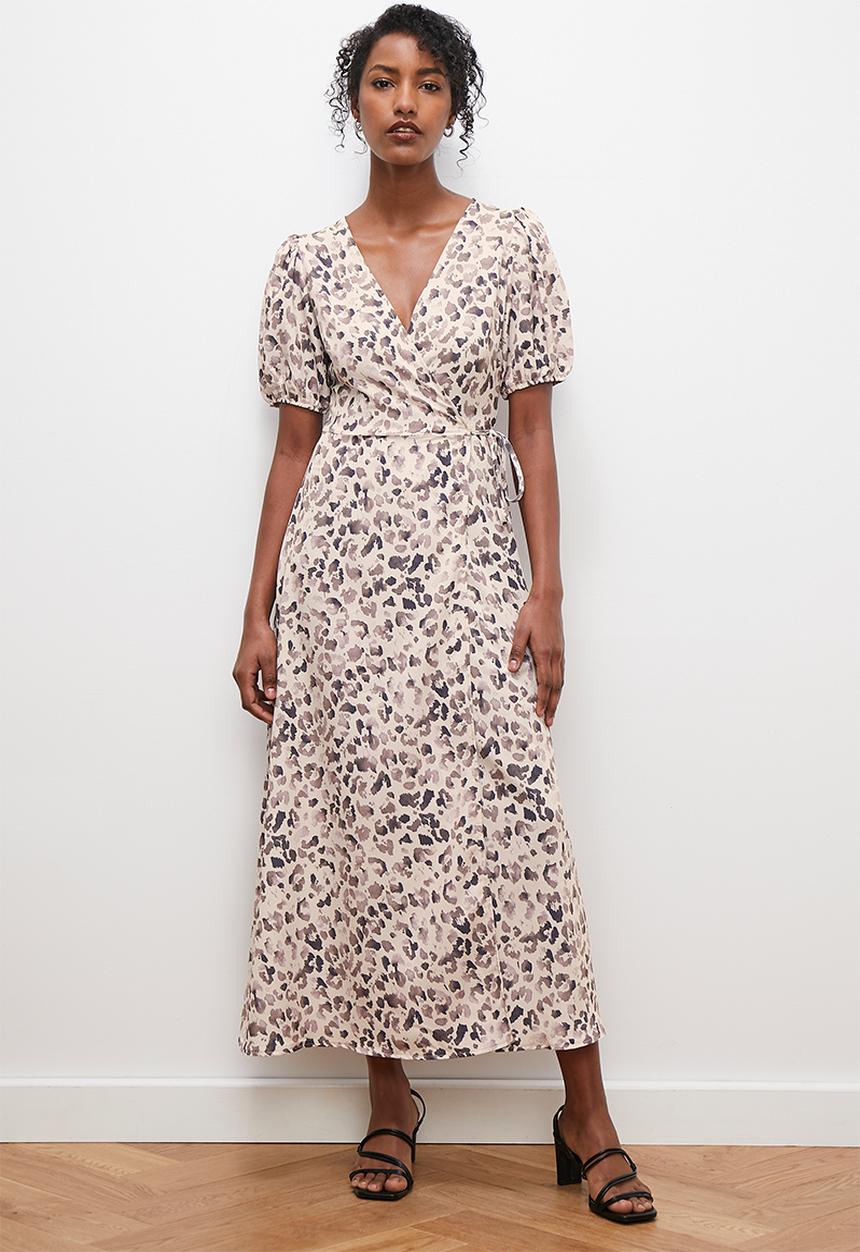 edit - Satin wrap midi dress - multi