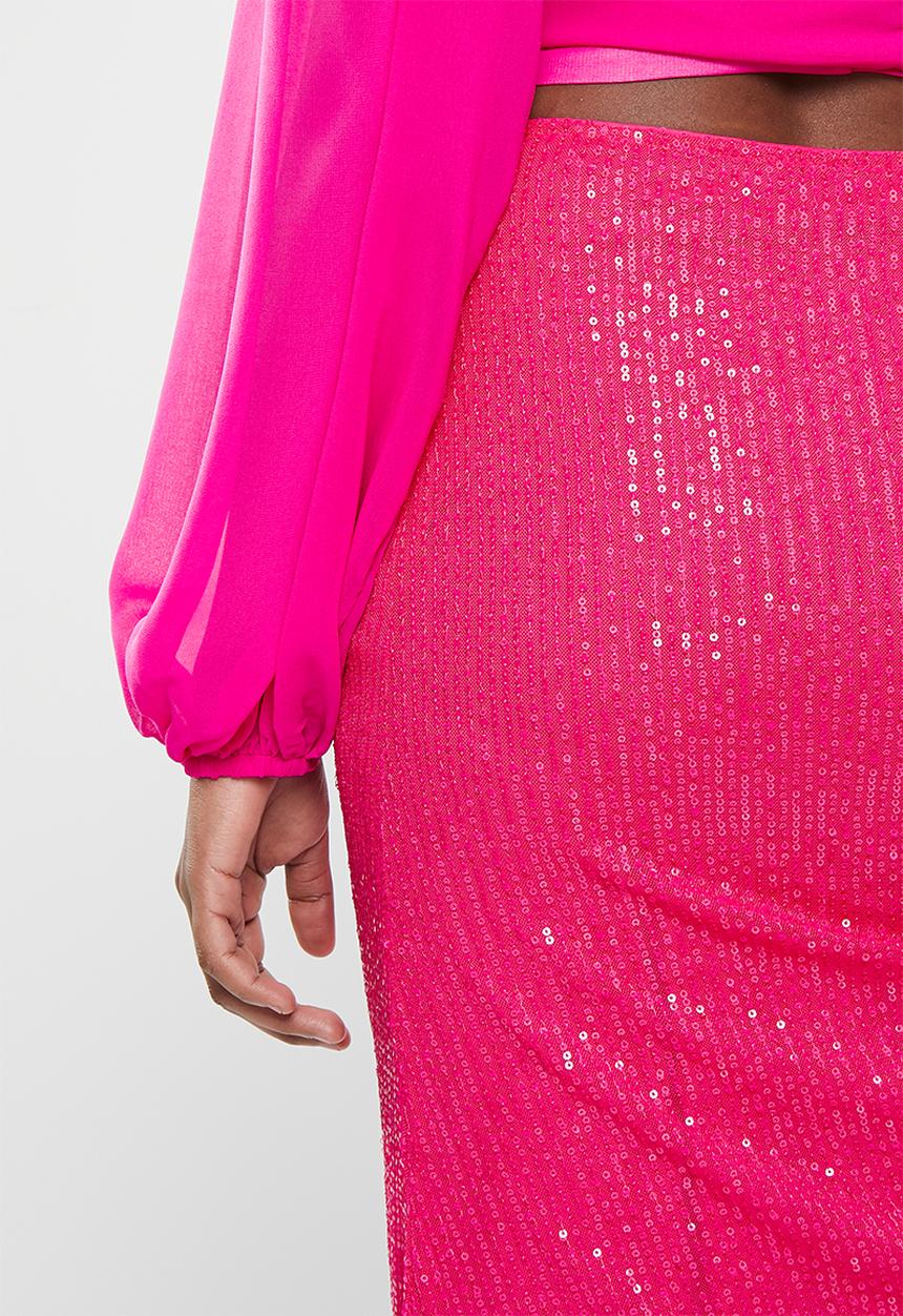NA-KD - Asymmetric sequins skirt - pink
