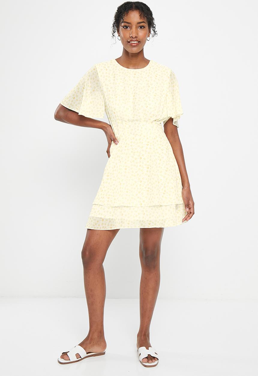 NA-KD - Slanted side chiffon mini dress - small yellow flowers