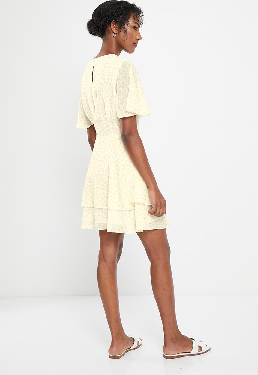 NA-KD - Slanted side chiffon mini dress - small yellow flowers