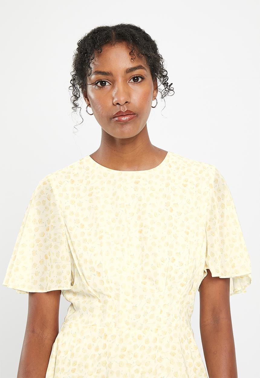 NA-KD - Slanted side chiffon mini dress - small yellow flowers