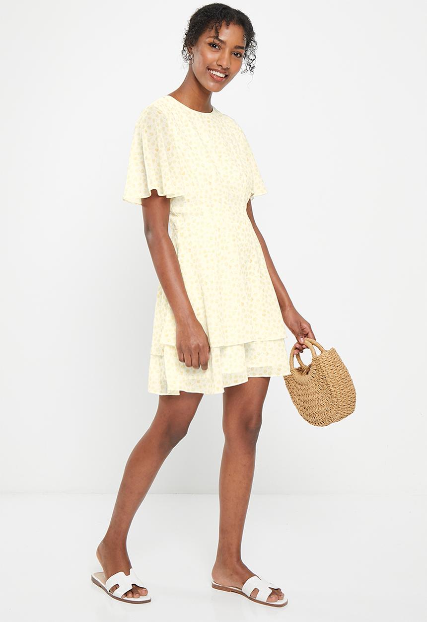 NA-KD - Slanted side chiffon mini dress - small yellow flowers