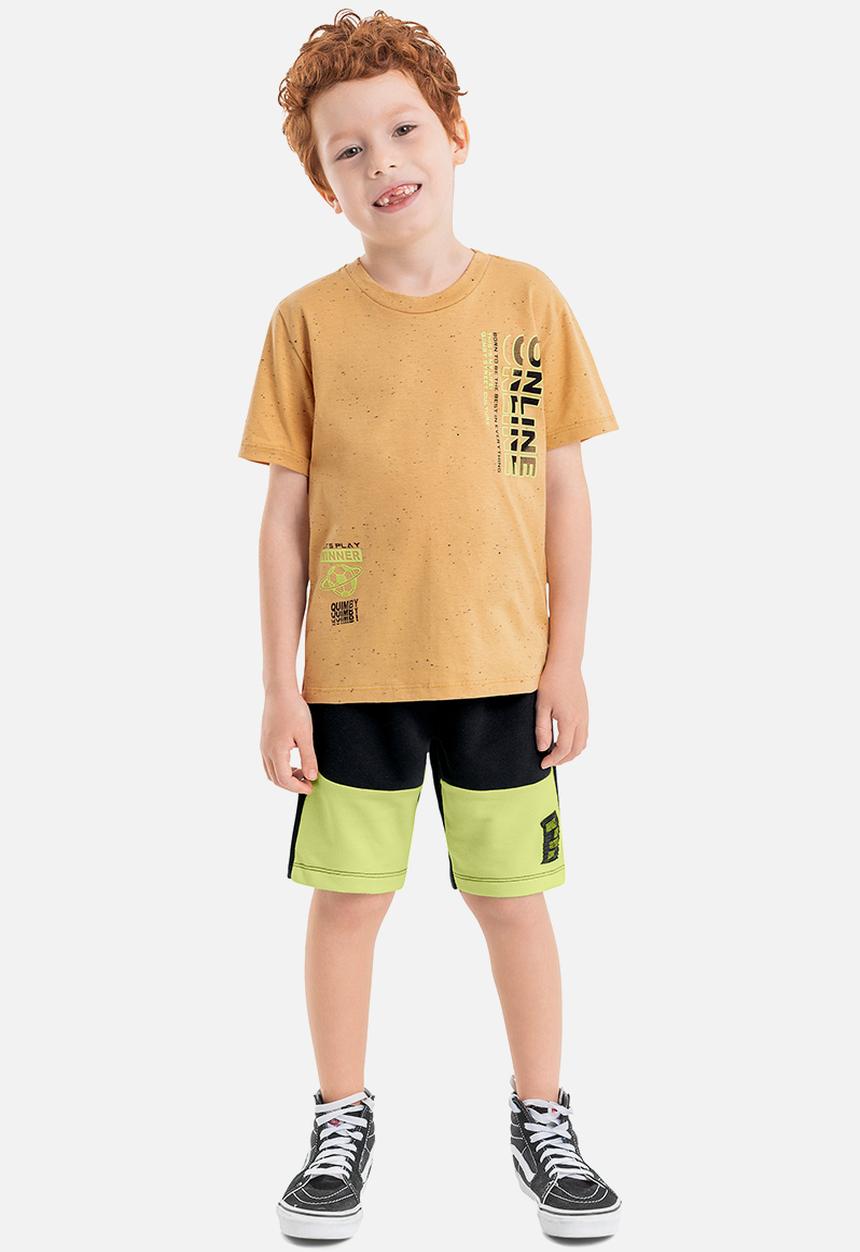 Quimby - Set - jersey t-shirt and sweat bermuda - brown