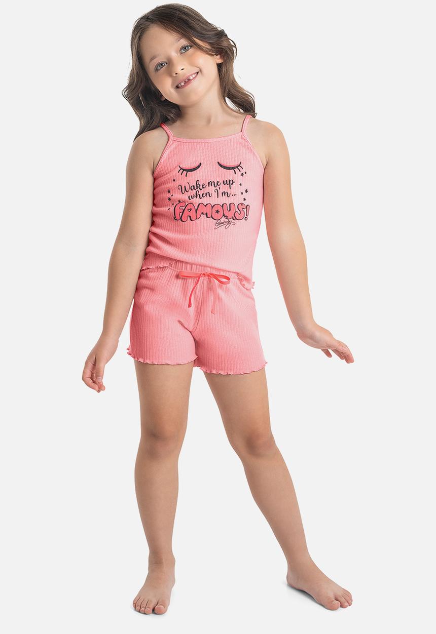 Quimby - Set - ribbed blouse and shorts pyjama - pink