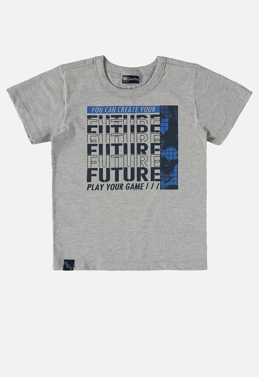 Quimby - Set single jersey t-shirt and sweat bermuda - grey/blue 