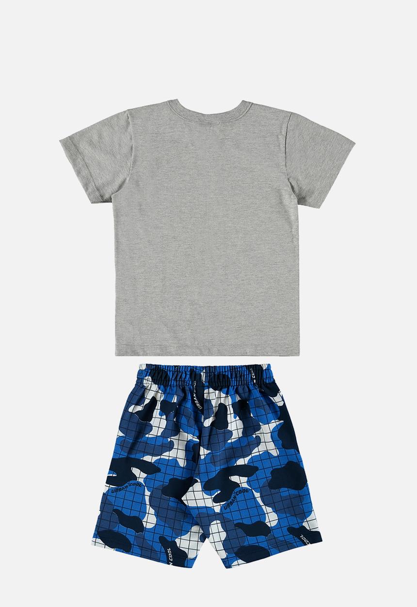 Quimby - Set single jersey t-shirt and sweat bermuda - grey/blue 