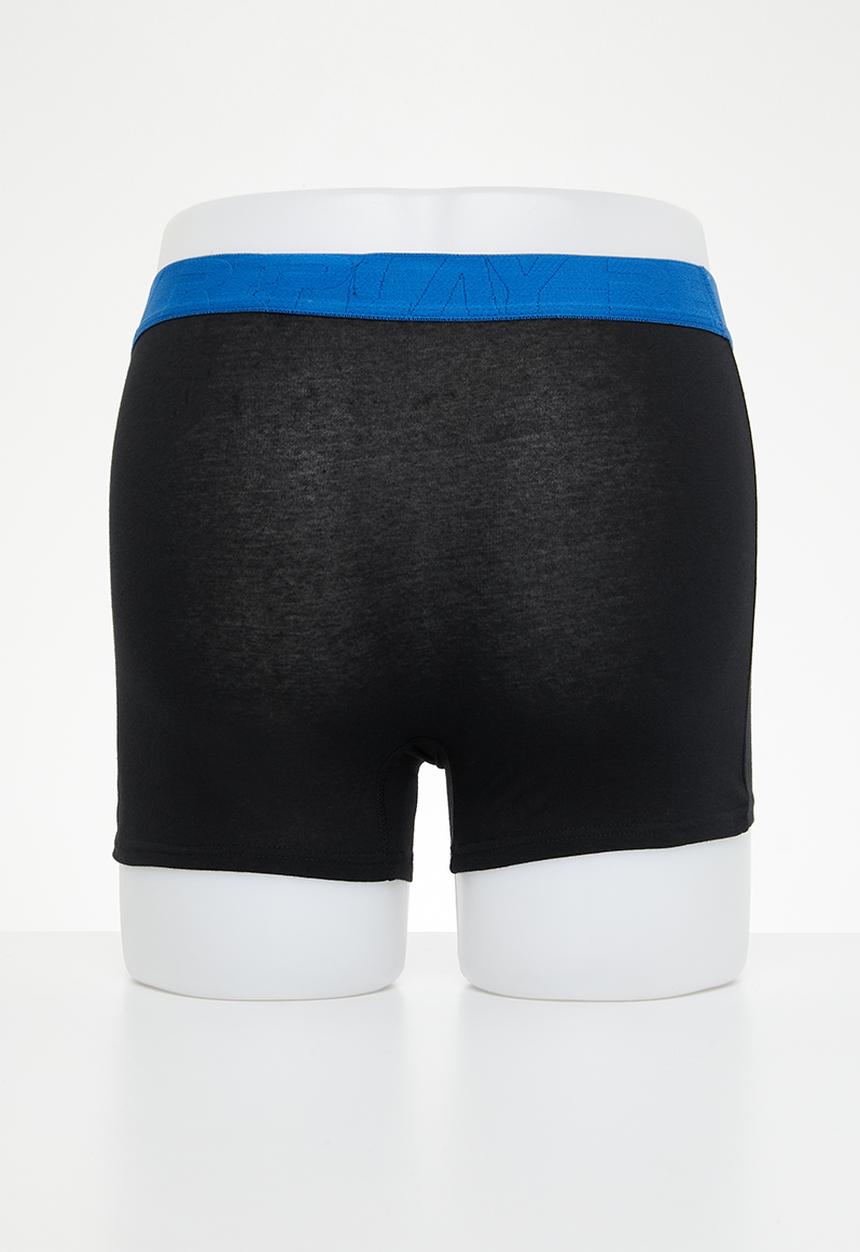 Replay - Replay Boxer Style 5 T/C Cuff Logo Neon Script 2Pcs Box - Grey /Black/Blue